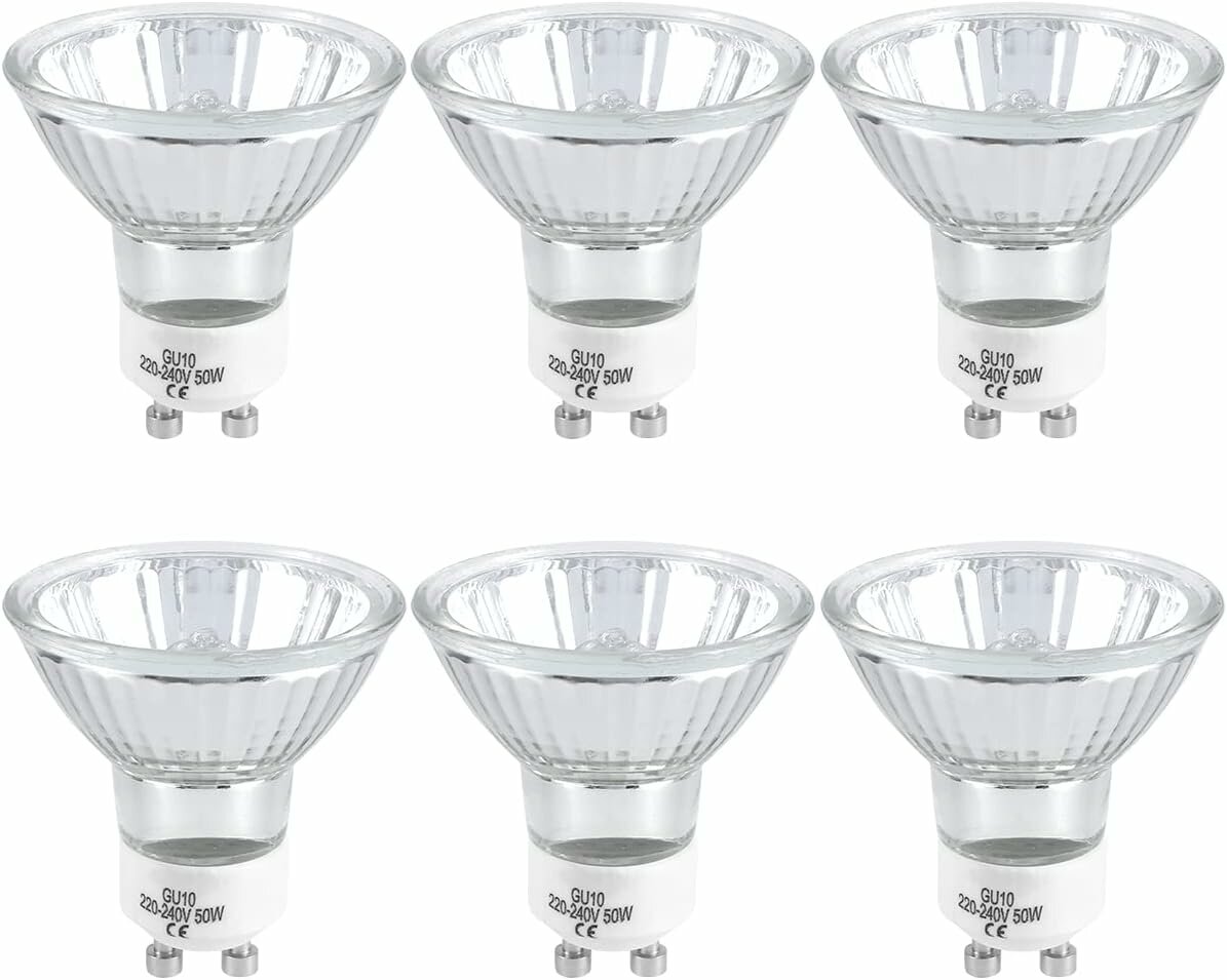 Галогенная лампа GU10 50 Вт теплый белый свет 2700 К угол рассеивания 38° рефлектор точечные светильники для кухни гостиной офиса（6 шт.)