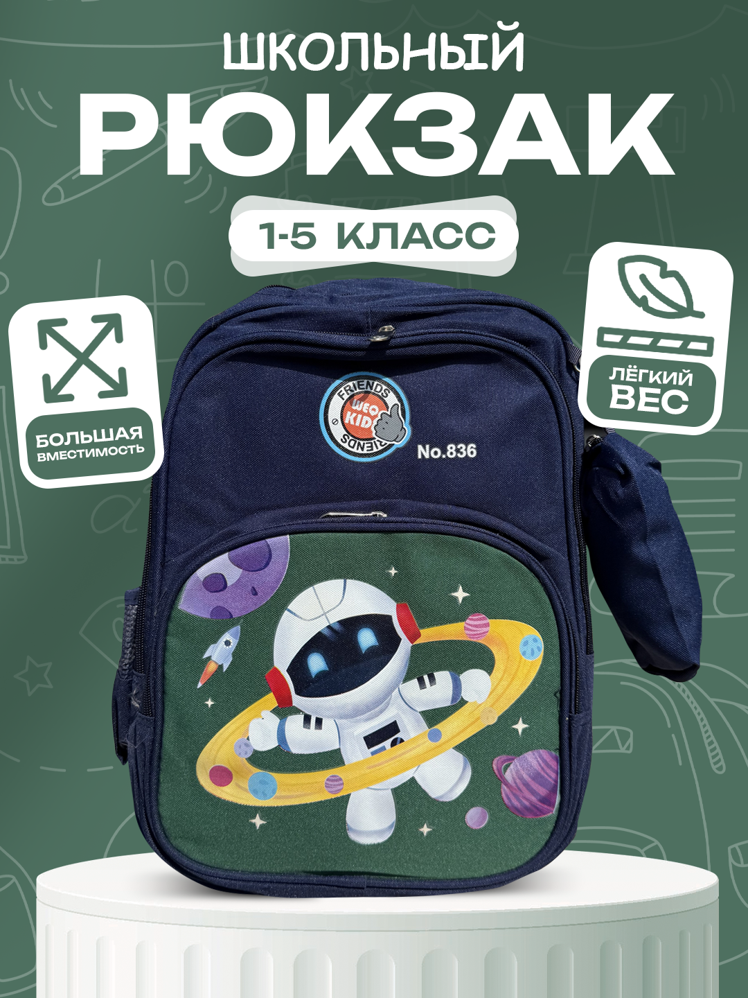 Школьный рюкзак с пеналом, детский портфель для мальчиков и девочек 7-10 лет — фото 1