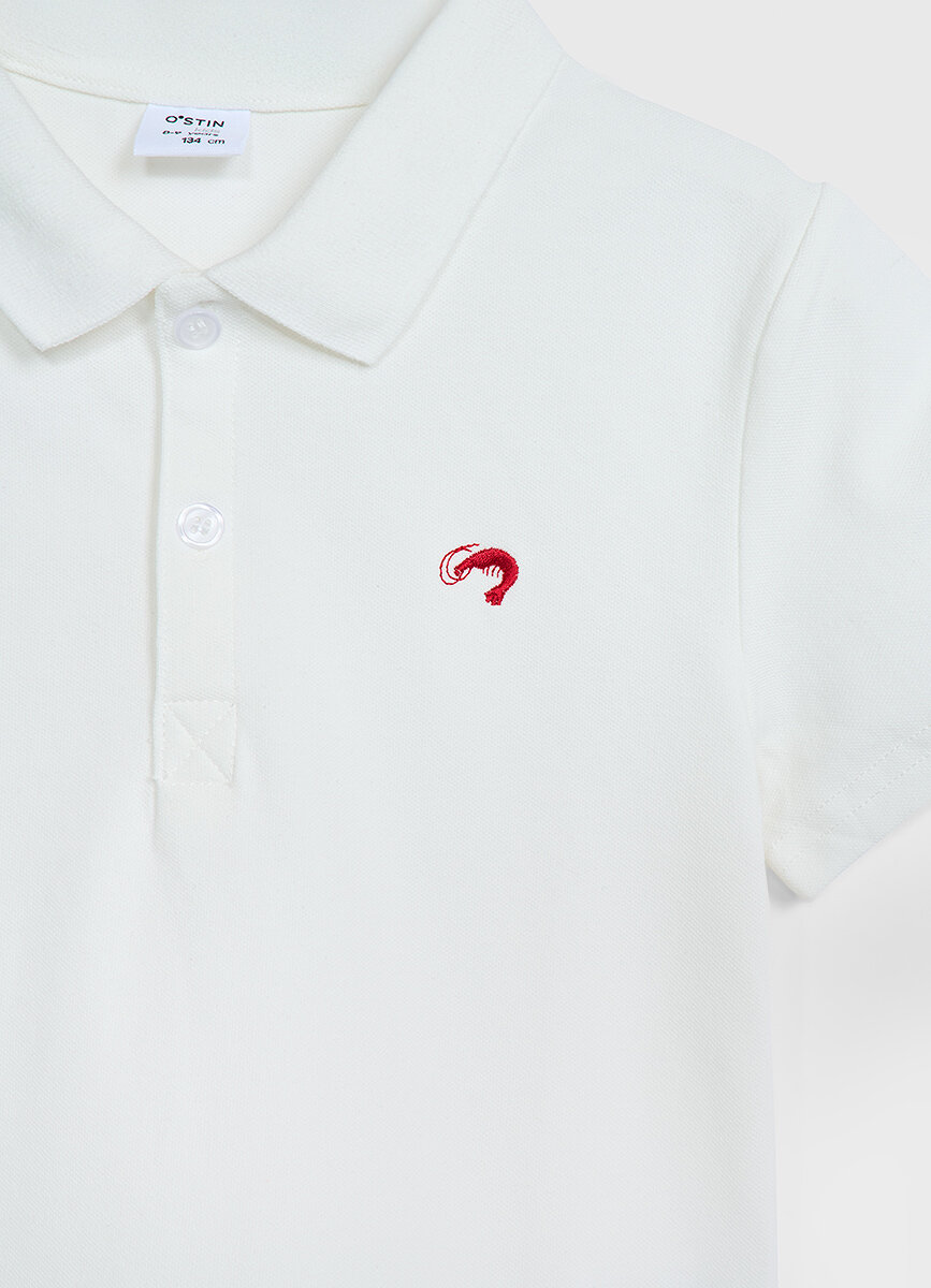 Поло O'STIN, размер 116, молочный — фото 1