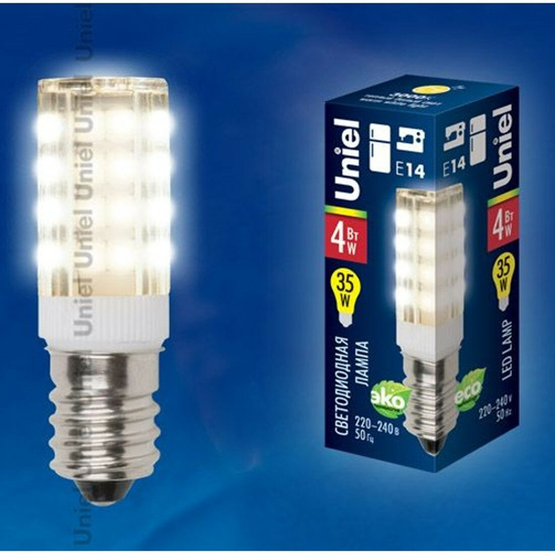 Светодиодная лампа Uniel LED-Y16-4W/WW/E14/CL PLZ04WH для холодильников и швейных машин