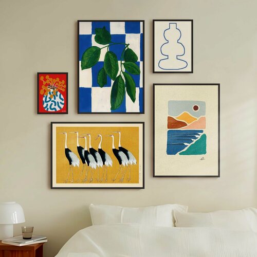 Изображение товара Постеры 5 шт на стену для интерьера "Набор ярких абстракций природа"