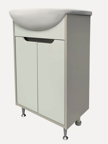 Изображение товара Тумба для ванной с раковиной Runo ЭкоНова 60, серый-оливковый, раковина Уют 60