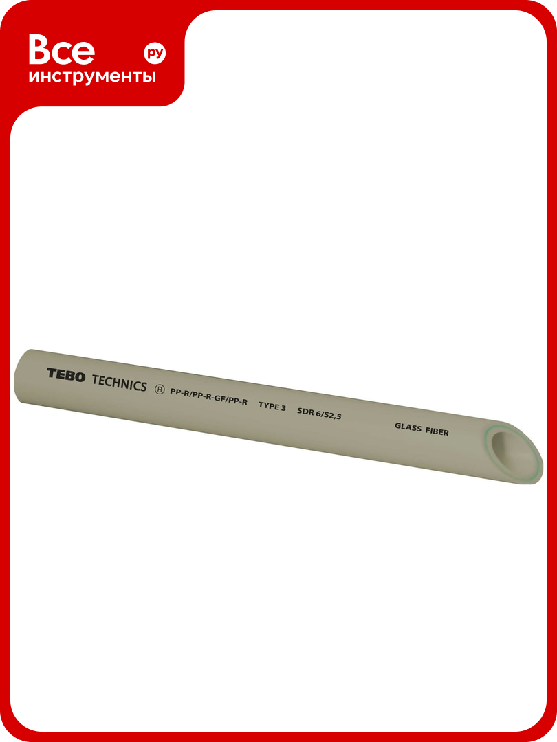 Труба TEBO PPR 40x67мм SDR6 армированная стекловолокном 4м серый 031010405