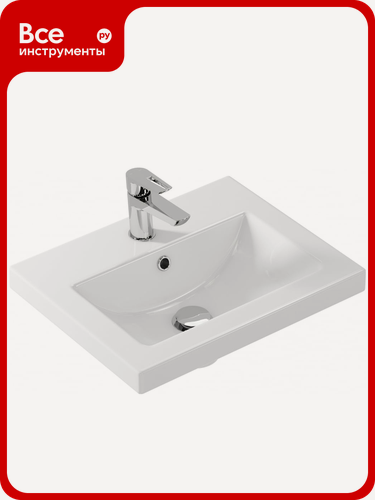 Изображение товара Умывальник Cersanit COMO 50, санфарфор, прямоугольная форма, для установки на тумбу с одним отверстием под смеситель