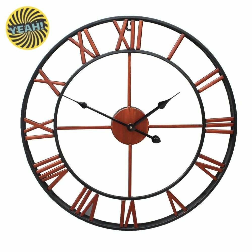 Часы настенные 6168S, металлические, питание от батареи, диаметр 40см