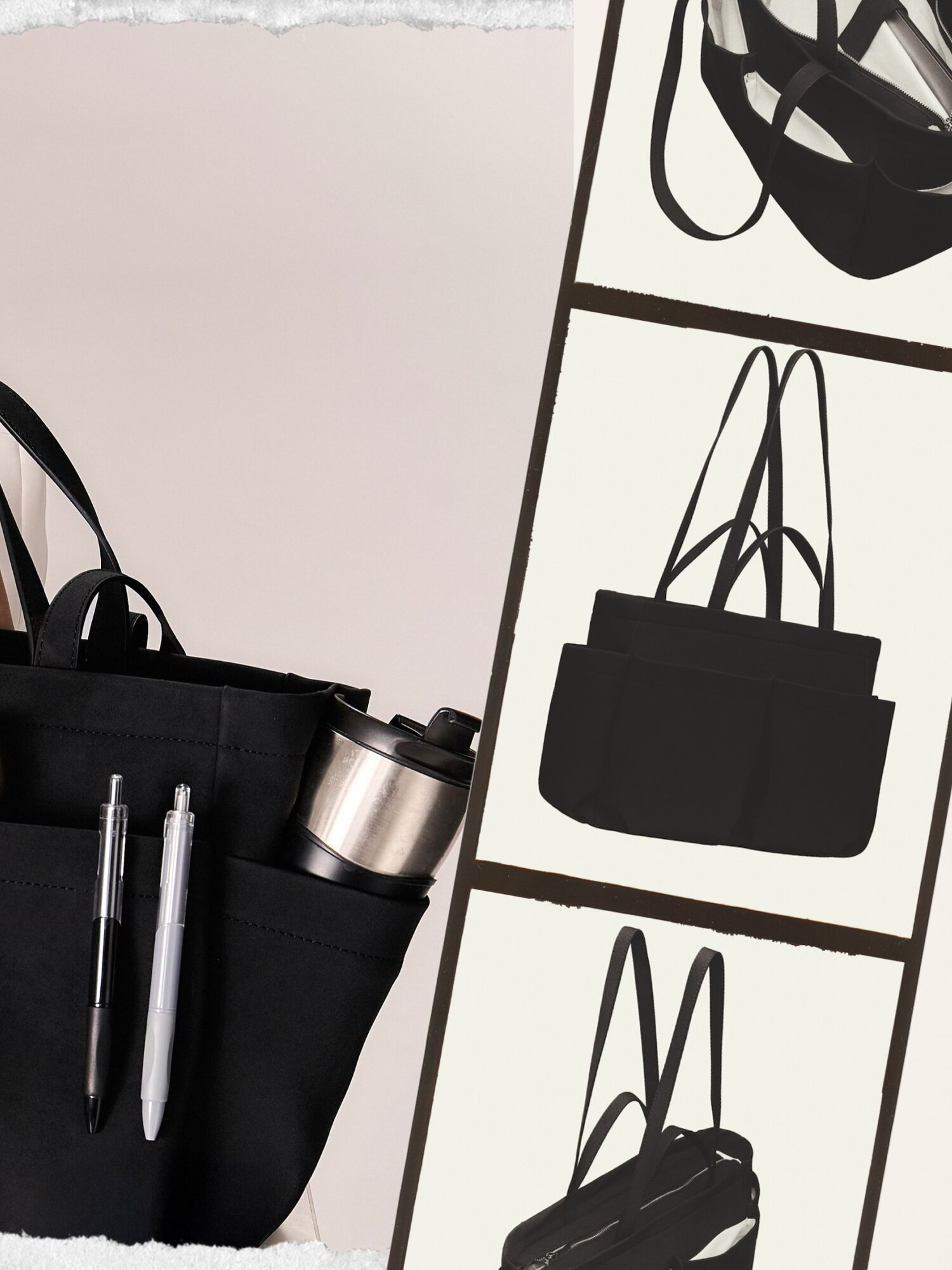 Сумка шоппер LE TRESOR, фактура бархатистая, черный — фото 1