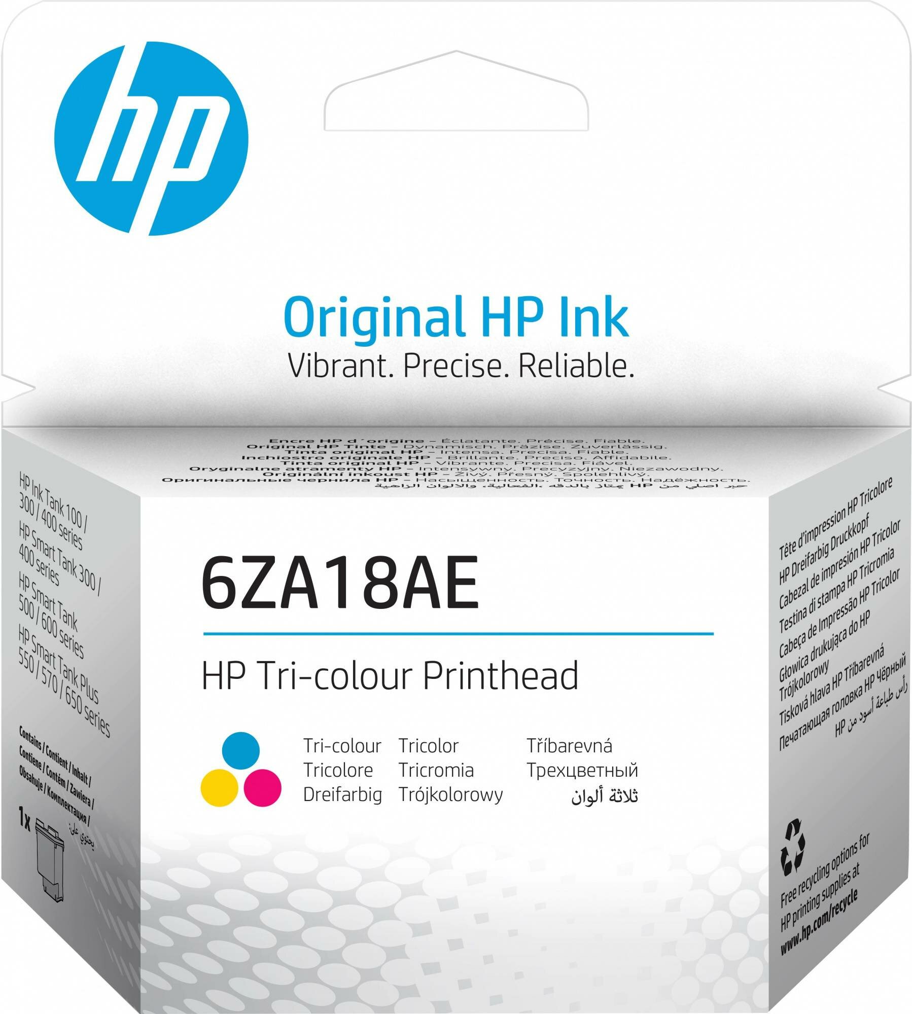 HP 6ZA18AE Печатающая головка многоцветный для InkTank 100/300/400 SmartTank 300/400/500/600 SmartTankPlus 550/570/650