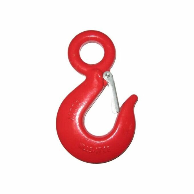 Крюк чалочный грузовой 15 тонны для троса с защелкой и проушиной для подъема груза и буксировки