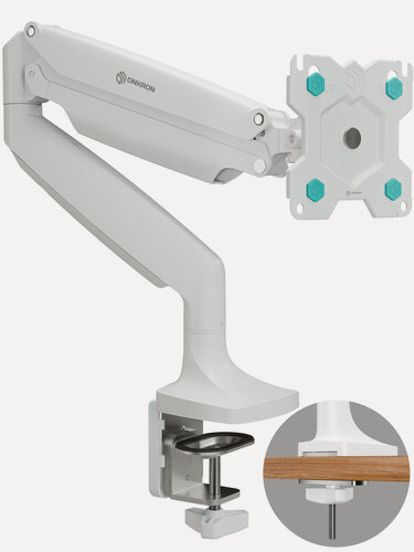 Изображение товара Кронштейн для монитора ONKRON G100 для монитора 13"-32" настольное, до 9 кг, газлифт, белый