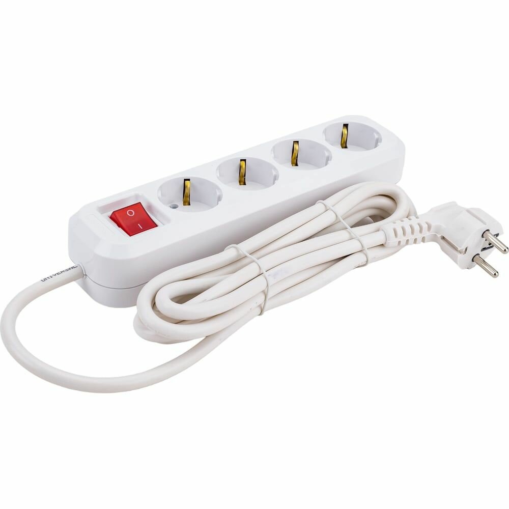 Удлинитель 4х3м с заземл. IP20 S-304А ПВС 3х1.5 с выкл. Universal 1734