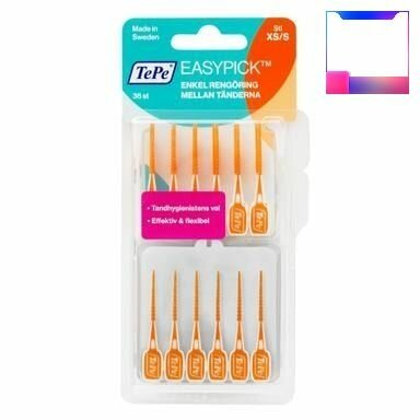 Бестселлер TePe EasyPick XS/S: межзубные ёршики, 36 штук, оранжевые