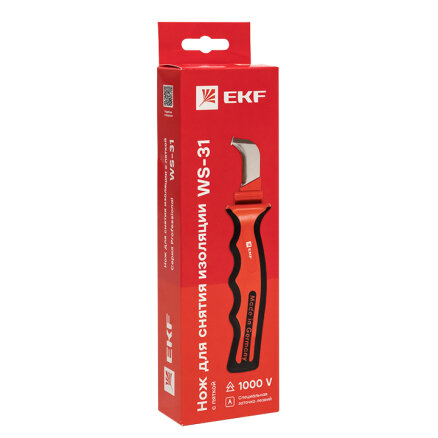 Нож для снятия изоляции с пяткой 1000V WS-31 EKF Professional