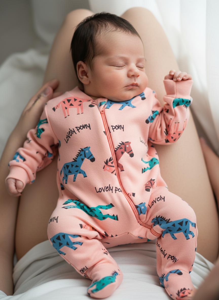 Комбинезон YOULALA детский закрытая стопа размер 40(62) розовый