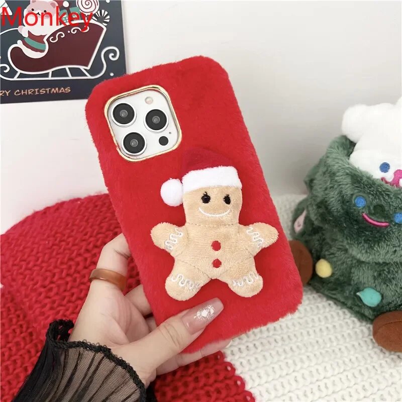 3D чехол с японским мультяшным рождественским подарком из имбиря для iPhone 15 14 13 12 11 Pro Max X XS MAX XR 6 7 8 Plus SE2 мягкий чехол