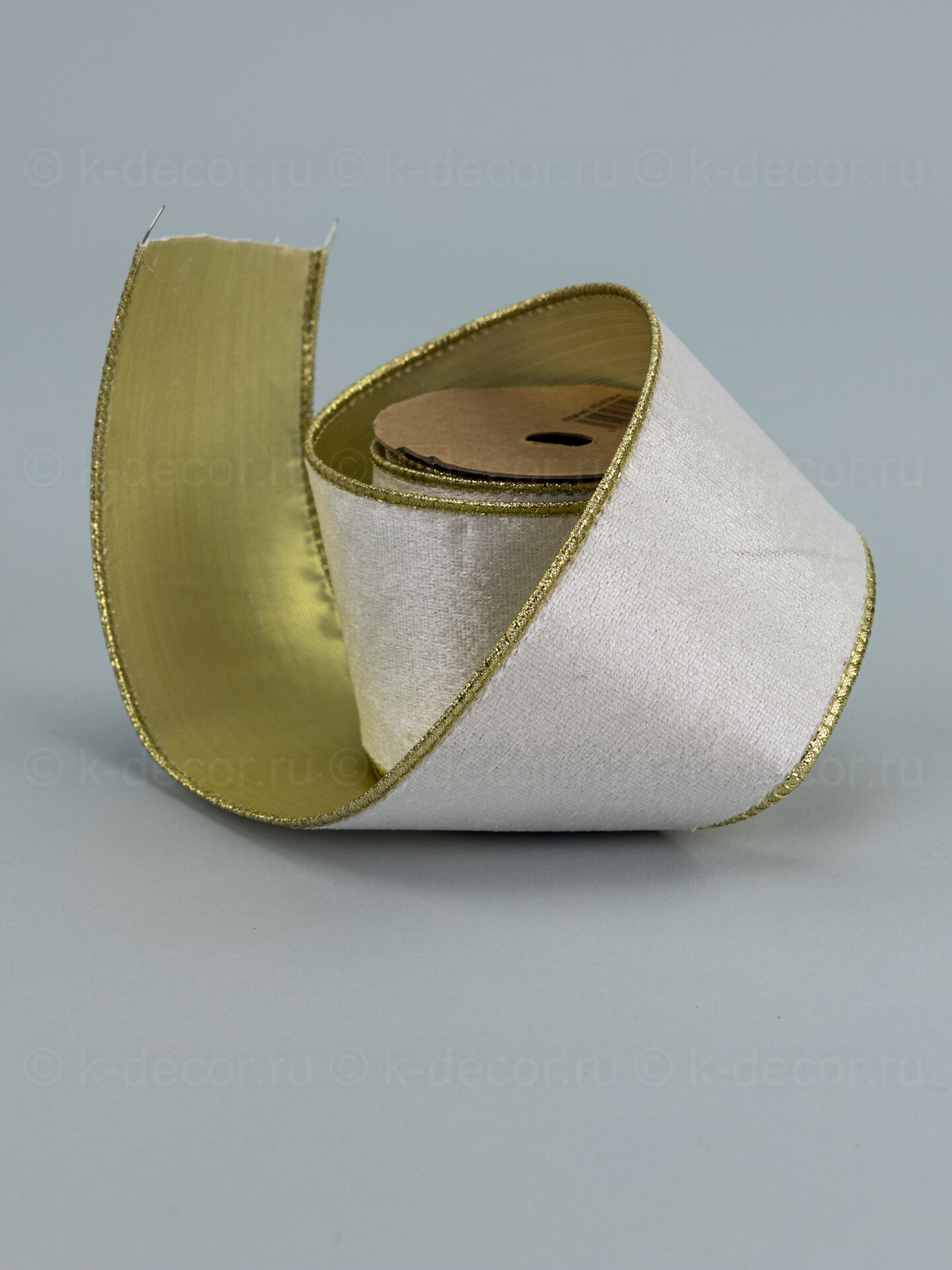 Лента бархатная белая ширина 6 см длина 2.74 м с каркасом
