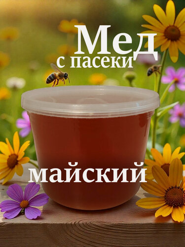 Изображение товара Мед Майский, напрямую с пасеки, натуральный, летняя коллекция меда, 950 гр. Северная пасека