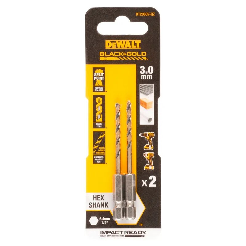 Сверло по металлу DeWALT EXTREME IMPACT Black&Gold 3х72мм 2шт. DT20602-QZ