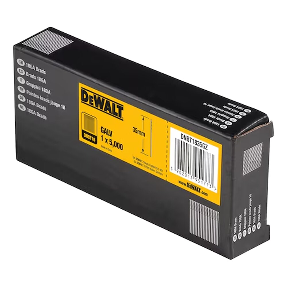 Гвозди для нейлера DeWALT 18Ga 35мм 5000шт. DNBT1835GZ — фото 1