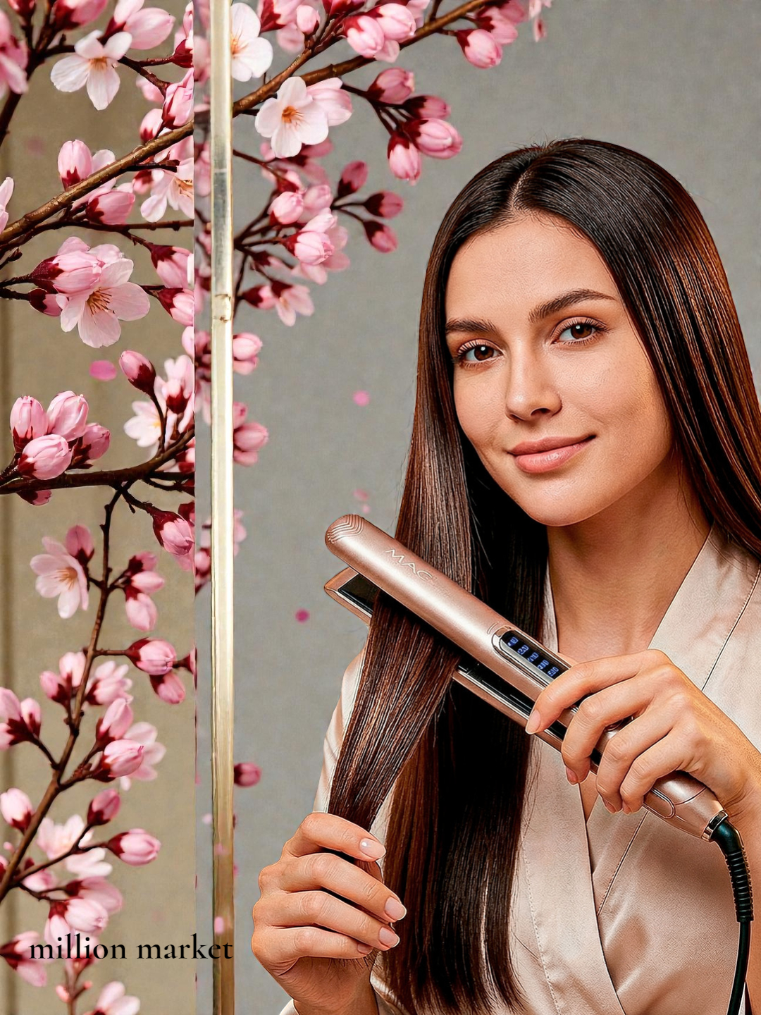 Профессиональный утюжок, выпрямитель для волос MAC Styler MC-3082 , с LCD дисплеем персик