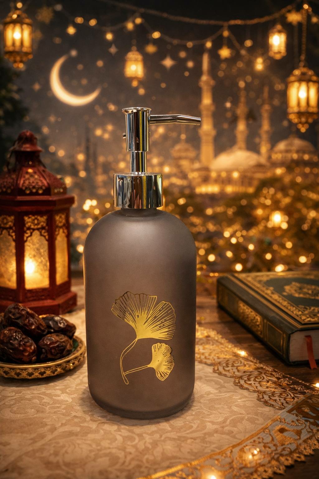 Дозатор стеклянный для жидкого мыла и антисептика, антибактериальный, прозрачный, 400мл