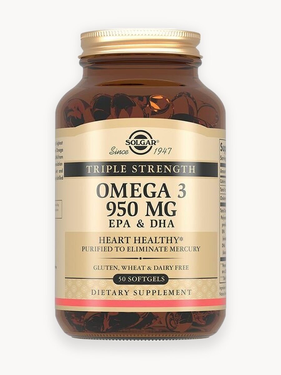 Омега-3 тройная ЭПК и ДГК Solgar/Солгар капсулы 950мг 50шт