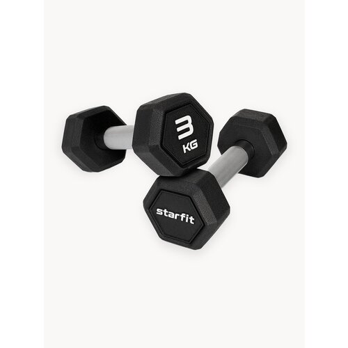 Гантели гексагональные STARFIT, обрезиненные, вес 3 кг, 2 шт