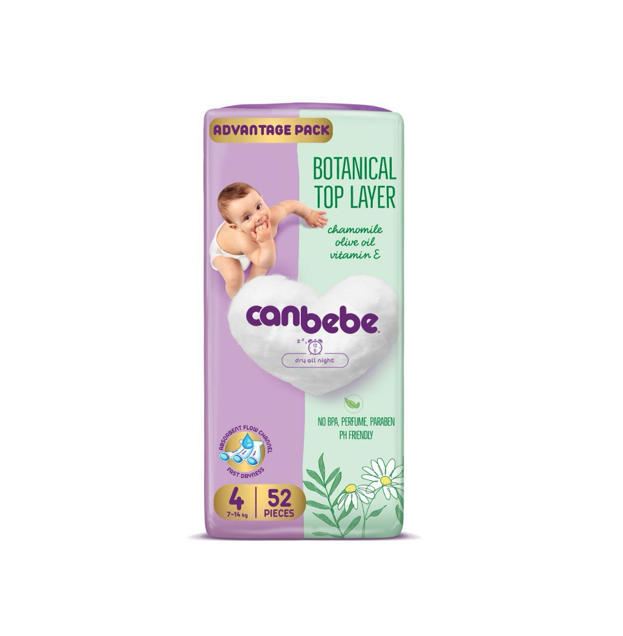 Подгузники детские Canbebe, для мальчиков и девочек, размер 4