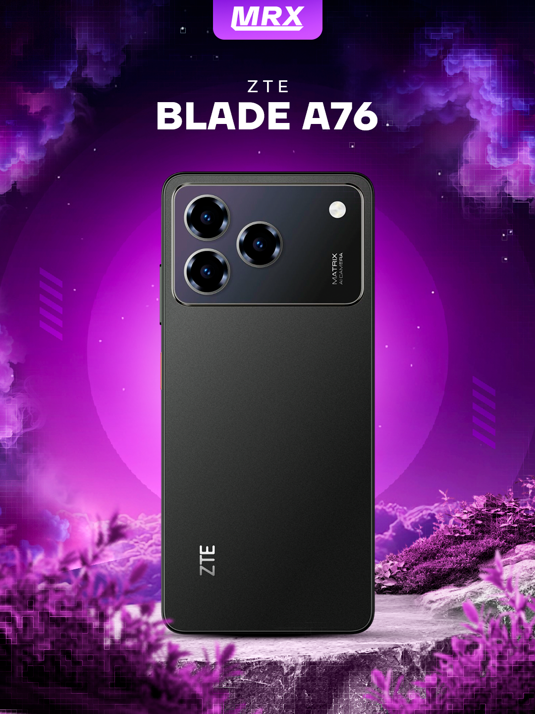 Смартфон ZTE Blade A76, 4ГБ/128ГБ, 6.6", 5000мАч, 2 SIM, Black