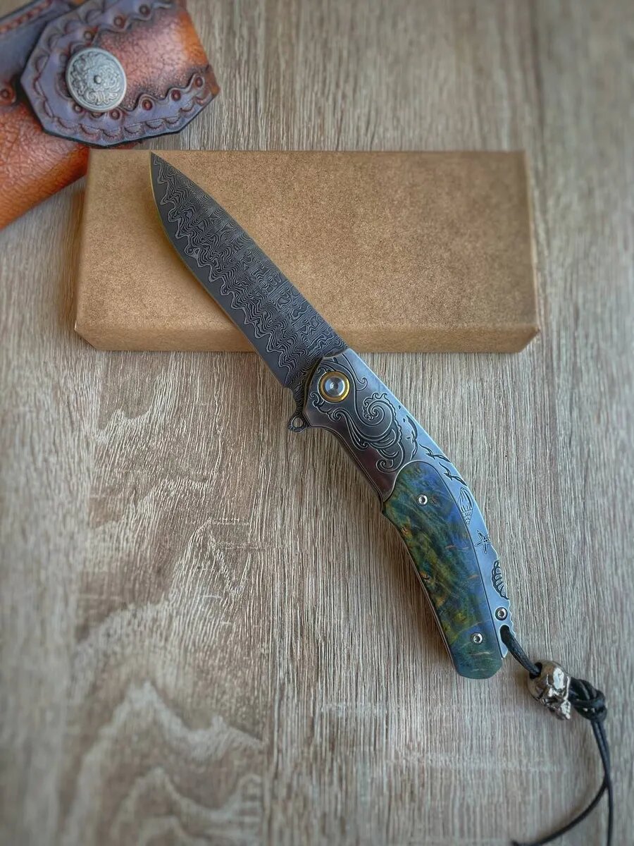 Нож складной Sailor, дамасская сталь, VG10, длина клинка 9см