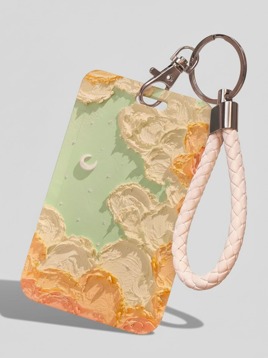 Картхолдер , фактура глянцевая, зеленый, золотой, бежевый — фото 1