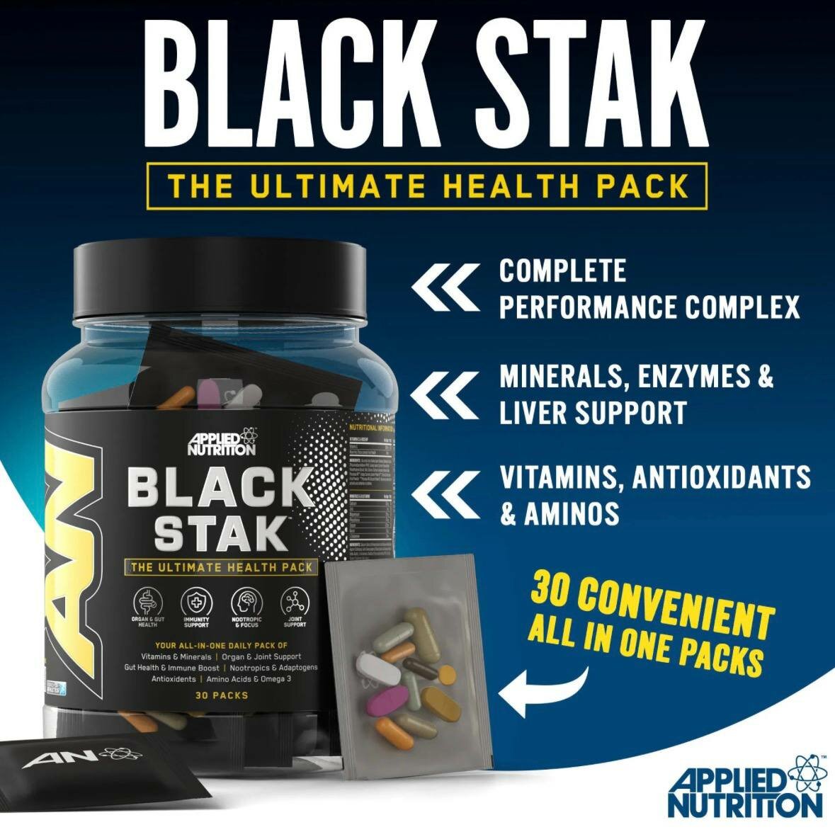 Applied Nutrition Black Stak 30 Packs, капсулы, 1 упаковка, без вкуса