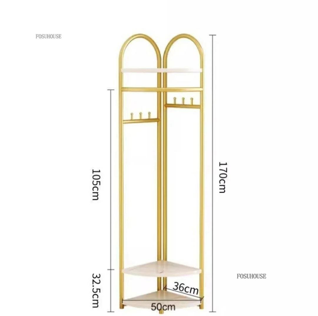 Роскошная угловая полка этажерка для интерьера Каркас золотистый железный