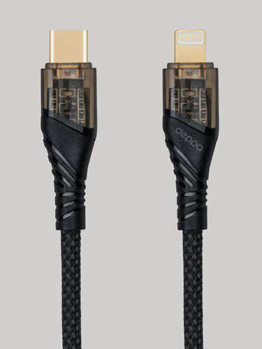 Изображение товара Кабель для зарядки смартфона Crystal USB-C - Lightning, 1м, черный, Deppa, Deppa 72503