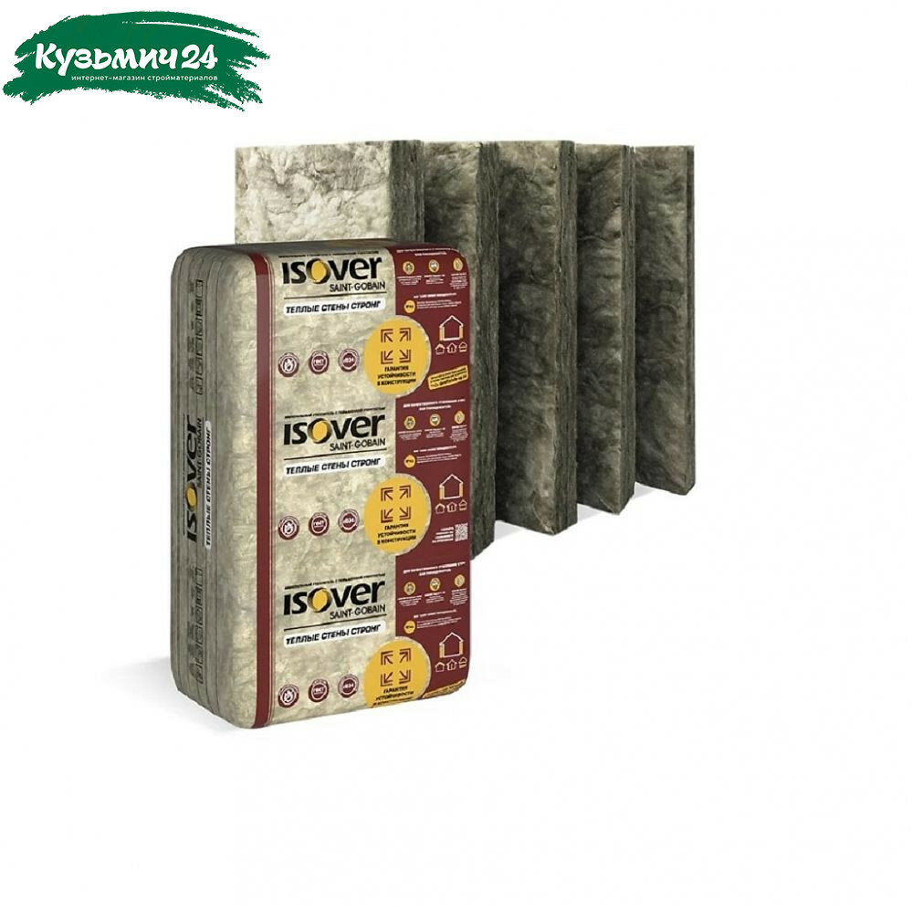Утеплитель Isover Теплые стены Стронг 50х610х1000 мм  6 1 кв  м  10 плит