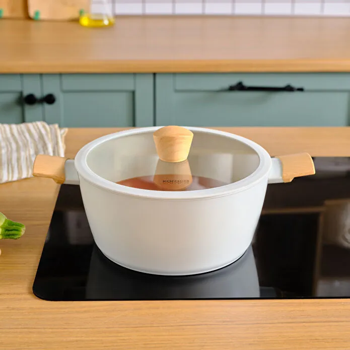 Казан Karaca Swiss Crystal Almond Cream 24 см, антипригарный, универсальный, 2025