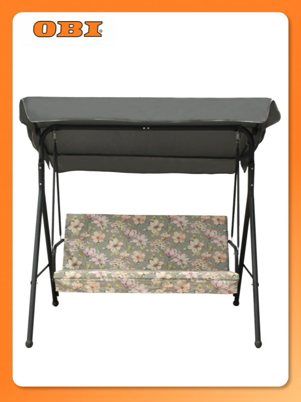 Качели садовые Габи 2-х местные до 160 кг с тентом и водоотталкивающей отделкой серый