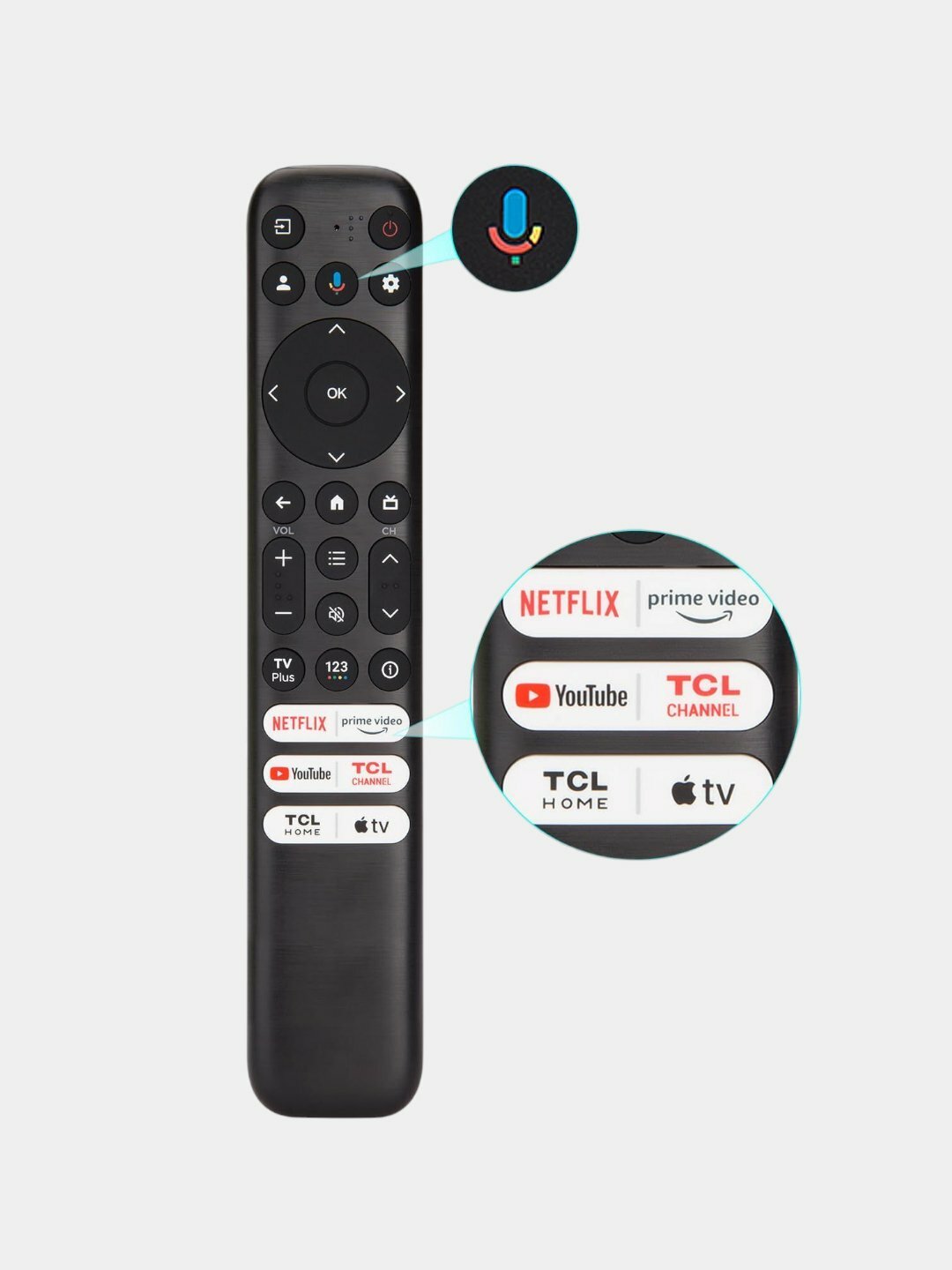 Голосовой пульт для телевизора TCL QM8/QM7/S5/S4/S3/Q7/Q6/Q5 UHD HDR LED QLED Smart TV