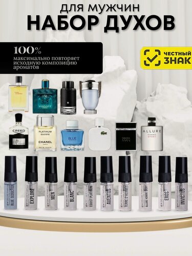 Изображение товара Духи подарочный набор PARFUM DELUXE духи мужские по мотивам известных брендов из 10 стойких пробников по 3 мл