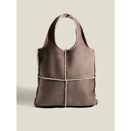 Сумка шоппер Maison David AVRIL, фактура бархатистая, коричнево-серый