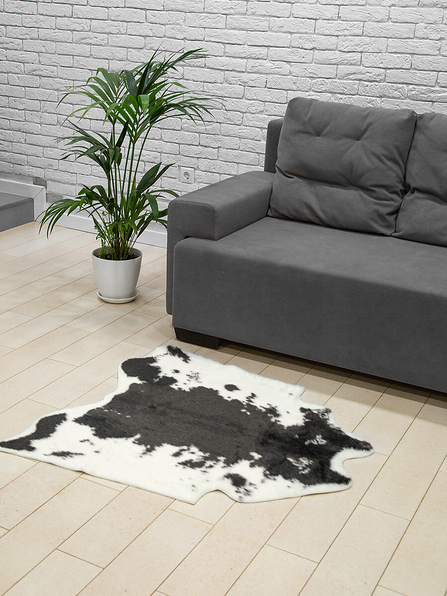 Коврик комнатный "Животные" Коровка LUCKY 94x100 см, черный/белый