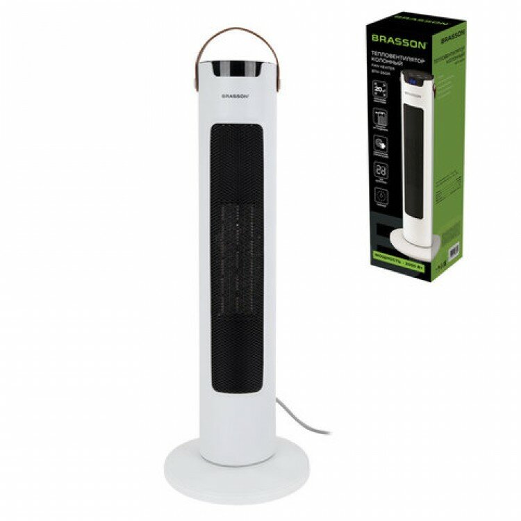 Тепловентилятор колонный керамический BRASSON BTH-26GR, 2000 Вт, 61 см, сенсор, 3 режима, 457782
