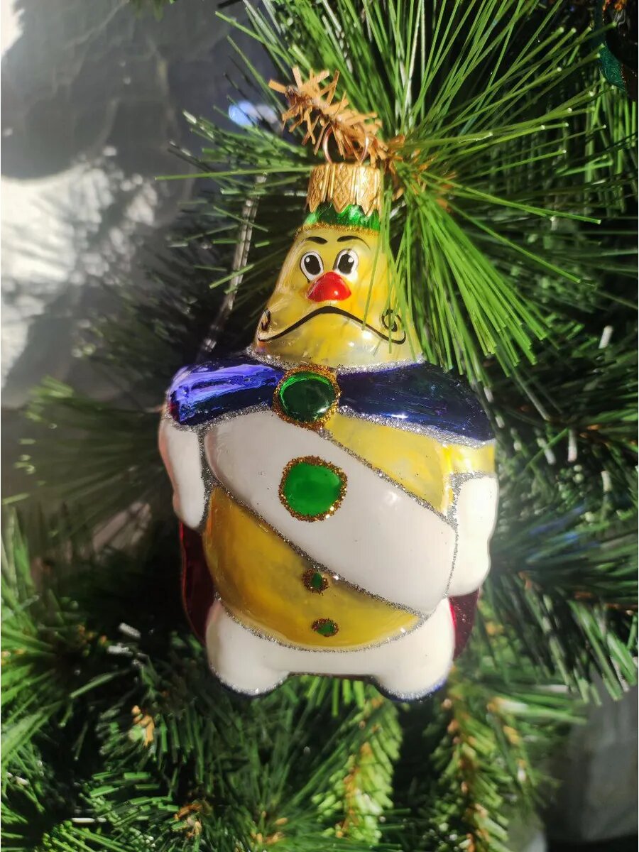 Елочная игрушка "Принц Лимон", ручная роспись, стекло, жёлтая — фото 1