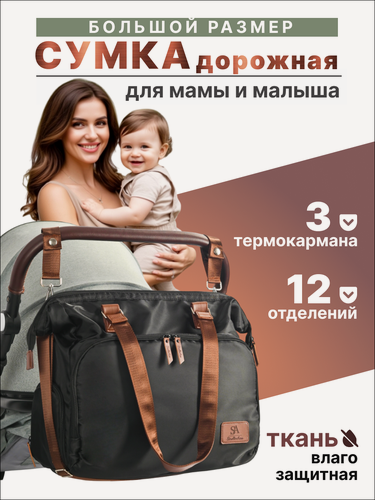 Изображение товара Сумка для мамы и малыша дорожная с термокарманами и для мокрых вещей
