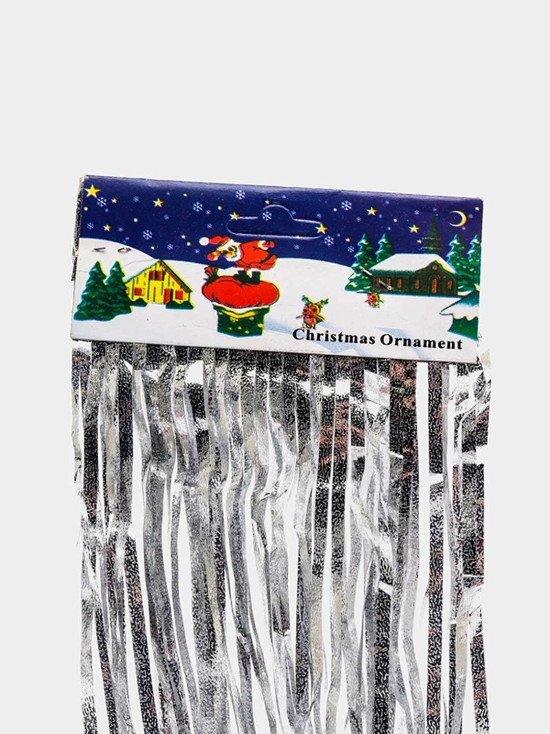 Новогодний серебристый декоративный дождик — эффектное украшение для праздника, 1 пачка-10 штук.