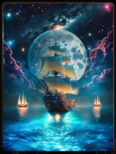 Изображение товара Картина по номерам 40x50 "Корабли в море" — блестящие краски