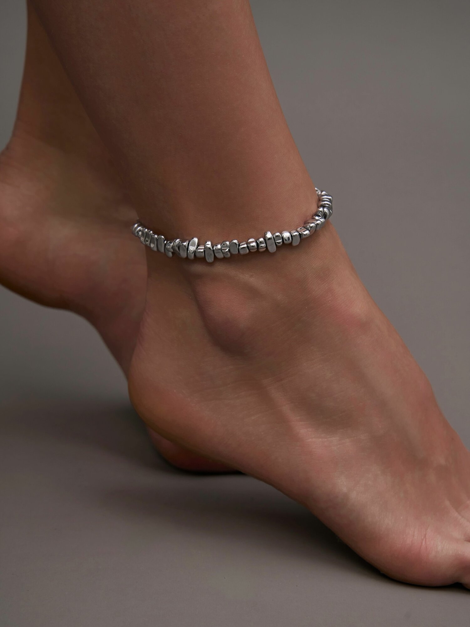 Браслет на ногу, длина 21 см, 1 шт., серебряный — фото 1