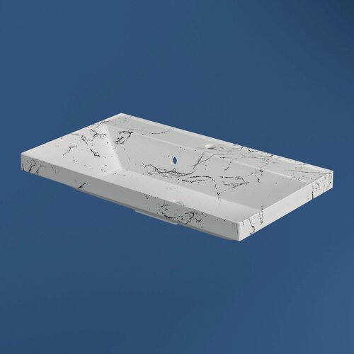 Изображение товара Накладная мебельная раковина Слим 70 с переливом белый мрамор