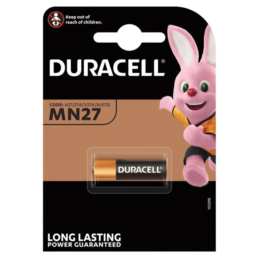 Батарейка DURACELL Alkaline MN27 12V BL1, (1) шт. в блистере, для пультов сигнализаций