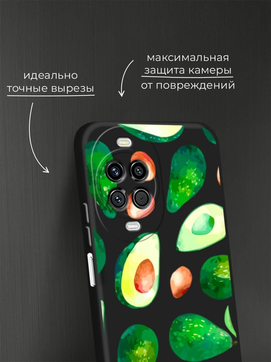 Черный матовый чехол на Huawei Nova 14 / Хуавей Нова 14 с принтом Taste avocados — фото 1