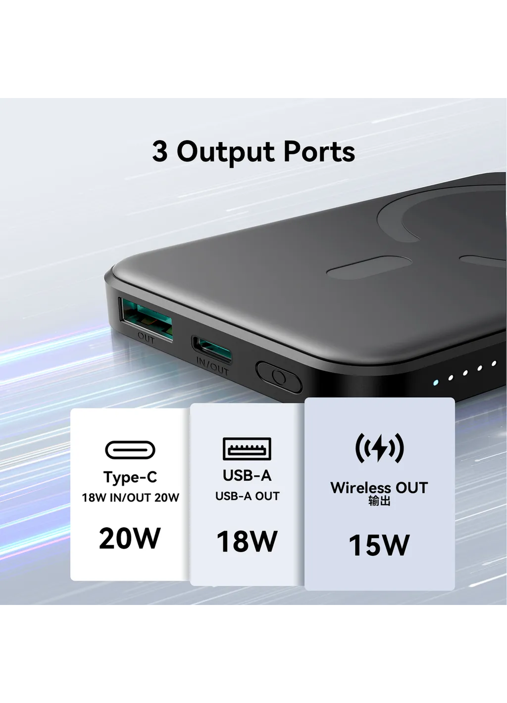 Беспроводное зарядное устройство Joyroom W020, 10 000 mAh, Black